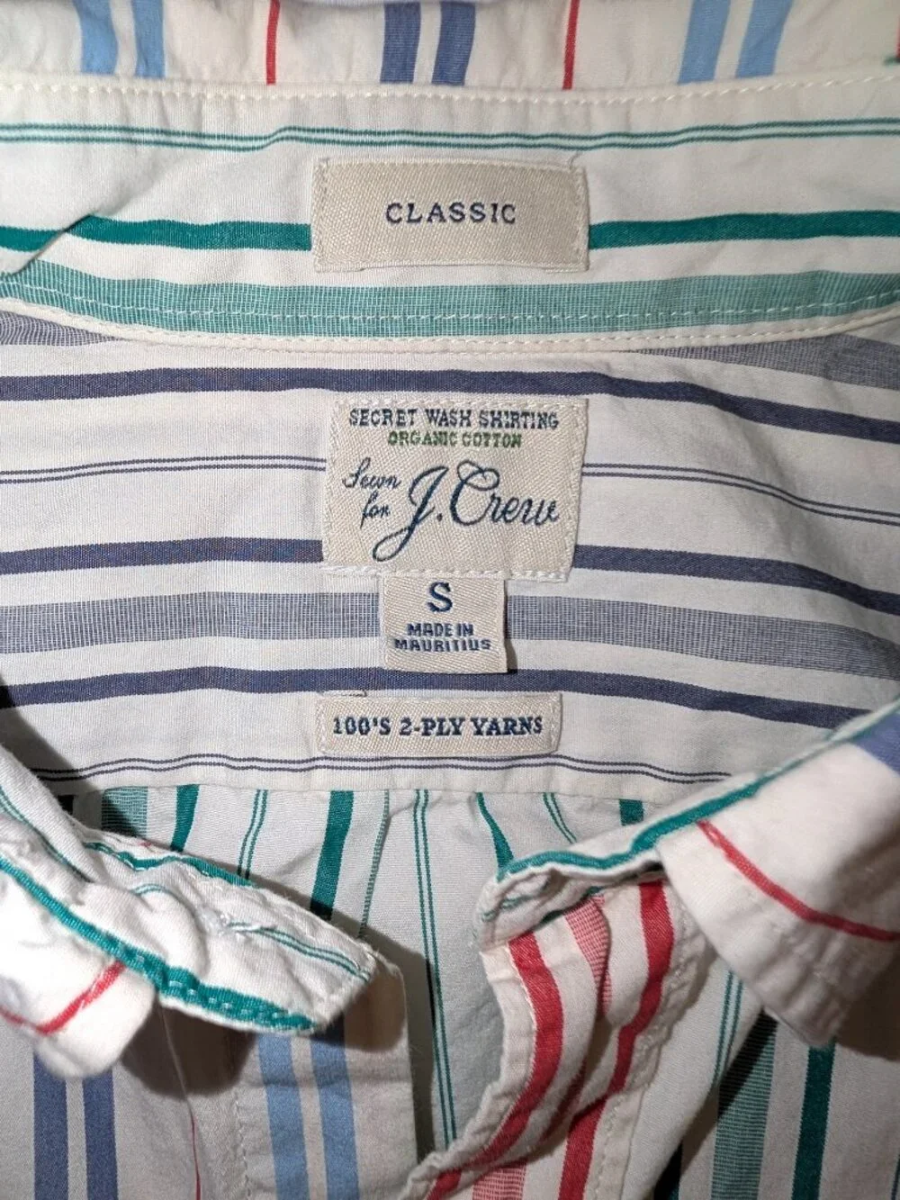 J. Crew Men's | Secret Wash Organic Cotton Multicolor Stripe Button Down Small